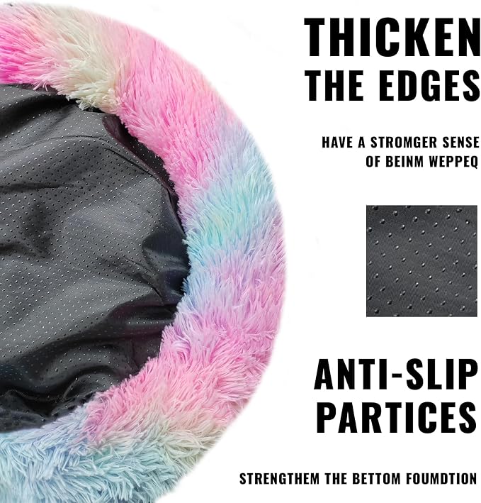 ShinHye Cat Bed Round Plush Fluffy Hooded Cat Bed Cave, Cozy - Image 3