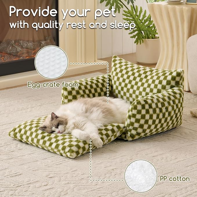 Hollypet Cat Bed Fluffy Plush Mutifuctional Double-Layer Soft Pet Couch - Image 5