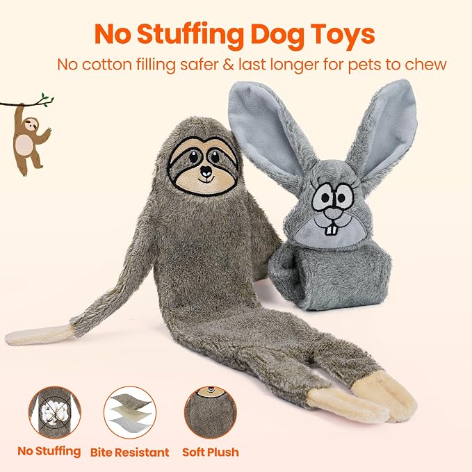 HGB No Stuffing Dog Toys for Aggressive Chewers, Squeaky Crinkle Plush Dog Toys - Image 3