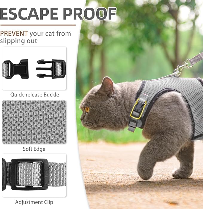 PUPTECK Soft Mesh Cat Vest Harness and Leash Set Puppy Padded Pet Harnesses - Image 3
