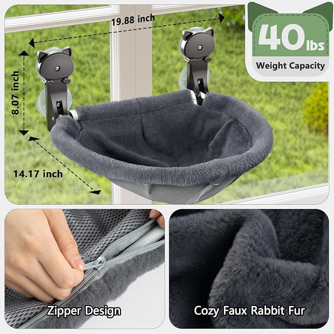 Cat Window Perch Cordless, Foldable & Stable Cat Beds- Breathable Cat Window - Image 5