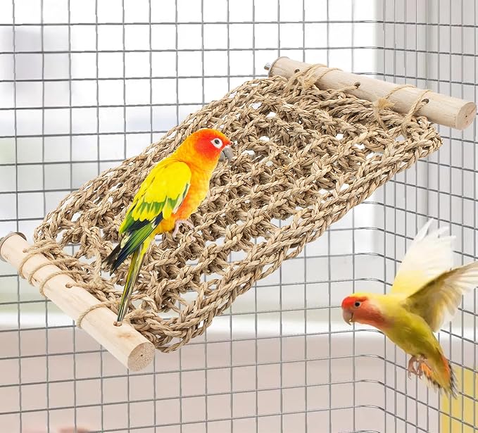 FlidRunest Conure Ladder Perch for Cage, Bird Seagrass Ladder Bridge Exercise by FlidRunest