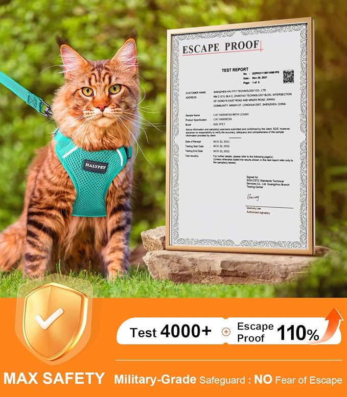 Halypet Cat Harness and Leash Set Escape Proof Soft Adjustable Cat Leash - Image 3