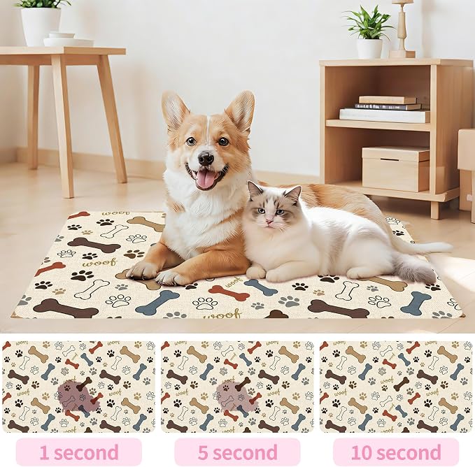 Dog Feeding Mat 20 x 12 Inch, Neutral Paw Bone Woof Dog Placemat Absorbent - Image 5