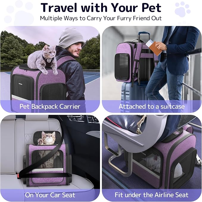 Cat Backpack Carrier with Detachable Play Tunnel, 2 in 1 Cat Tunnel Backpack - Image 5