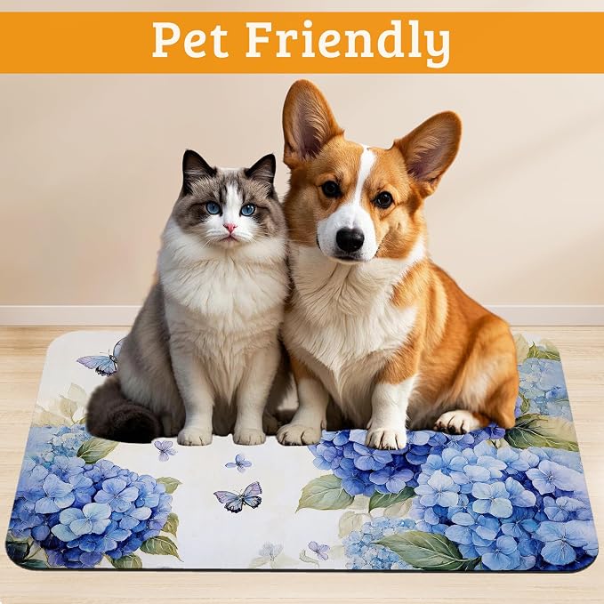 Pet Feeding Mat, Non-Slip Water Bowl Placemat, Pet Supplies 12" x 20" - Image 2