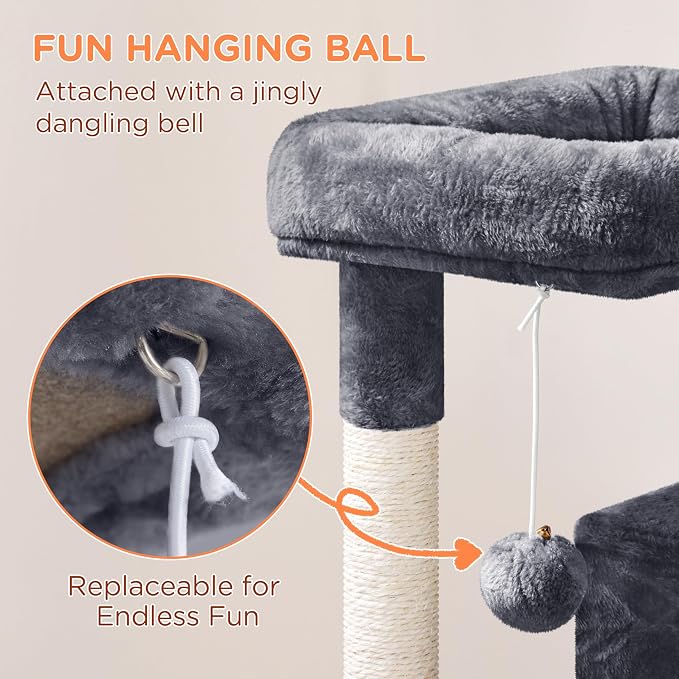 Yaheetech Cat Tree for Indoor Pets, 36in Tower Condo w/Extra Large Perch - Image 9