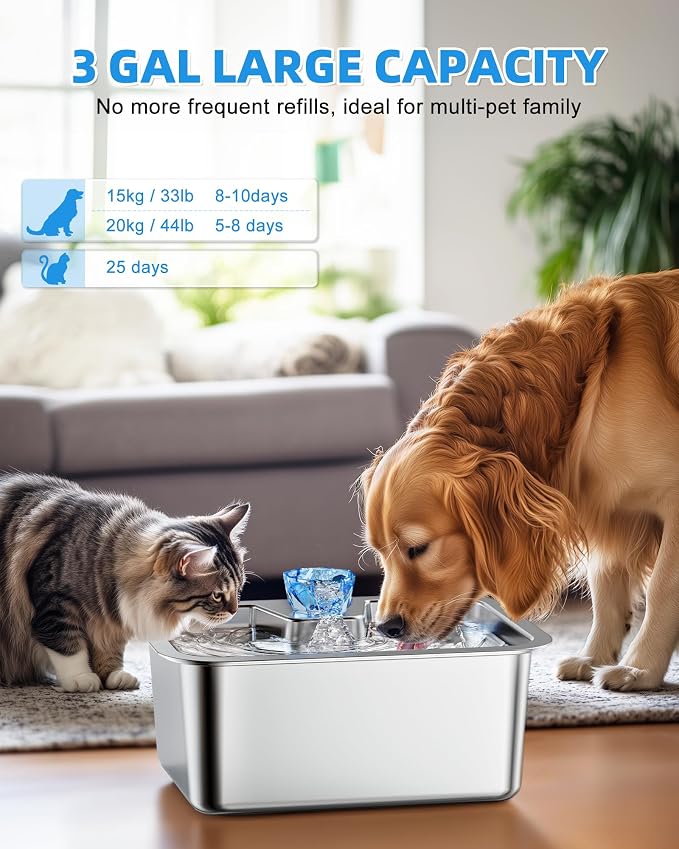 Lesotc Dog Water Fountain for Large Dogs, 11L/3Galon Stainless Steel Large Pet - Image 2