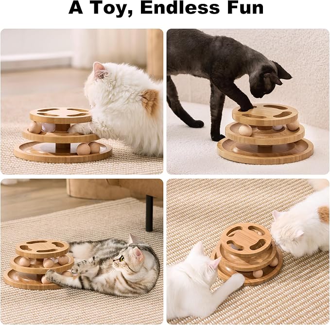 Cat Ball Track Toy with Puzzle Top, Wooden Cat Toys - Image 7