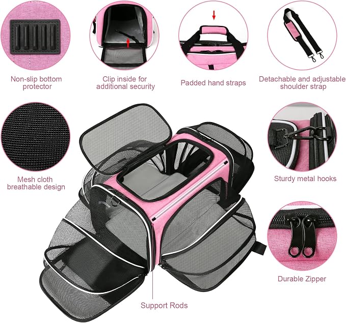Estarer Soft Sided Pet Carrier Airline Approved, 4 Sides Expandable Collapsible - Image 5