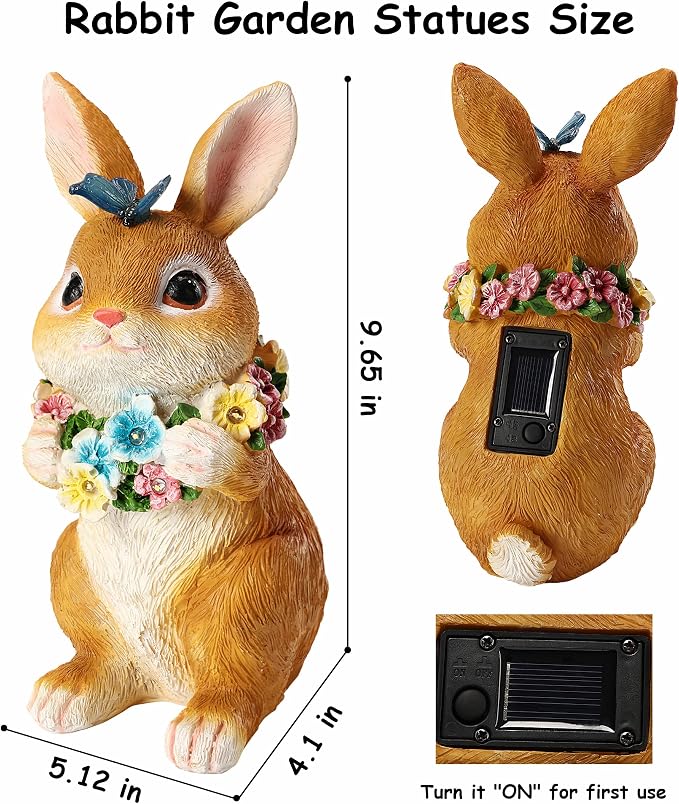 Solar Garden Statues Outdoor Easter Bunny Decorations - Image 3
