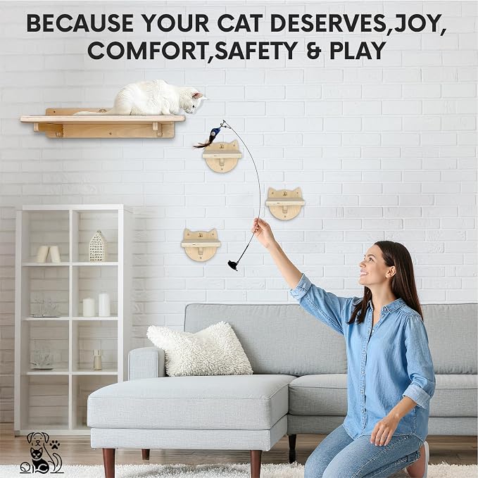 Snuggle & Play Cat Wall Shelves & Climbing System – Modern Furniture Set - Image 9