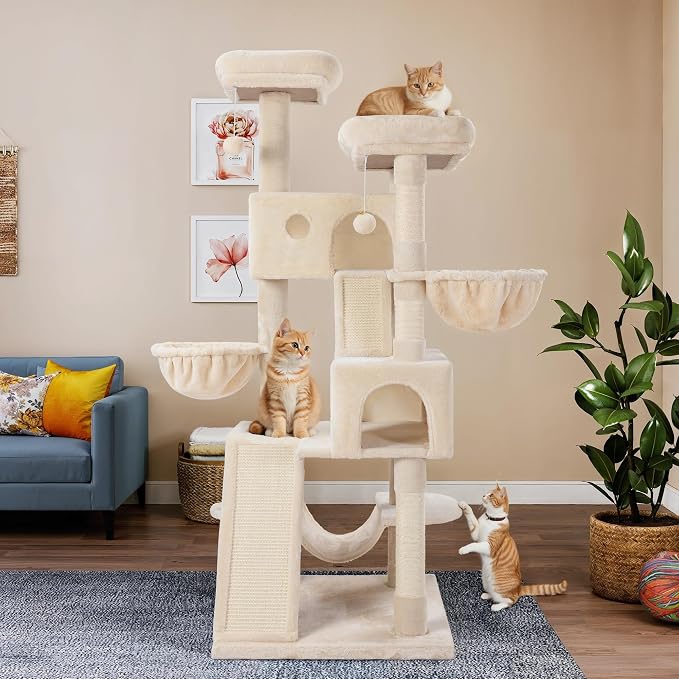 WEEWAY Cat Tree Tower for Indoor Cats, Stand House Condo Cave, Sisal Scratching by WEEWAY