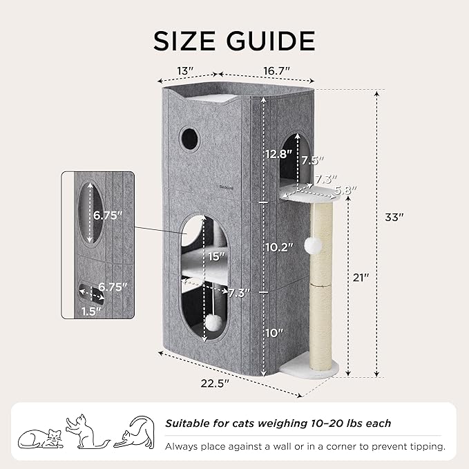 Bedsure 3-Level Indoor Cat Bed- Cat Condos Small Cat Tree - Image 5