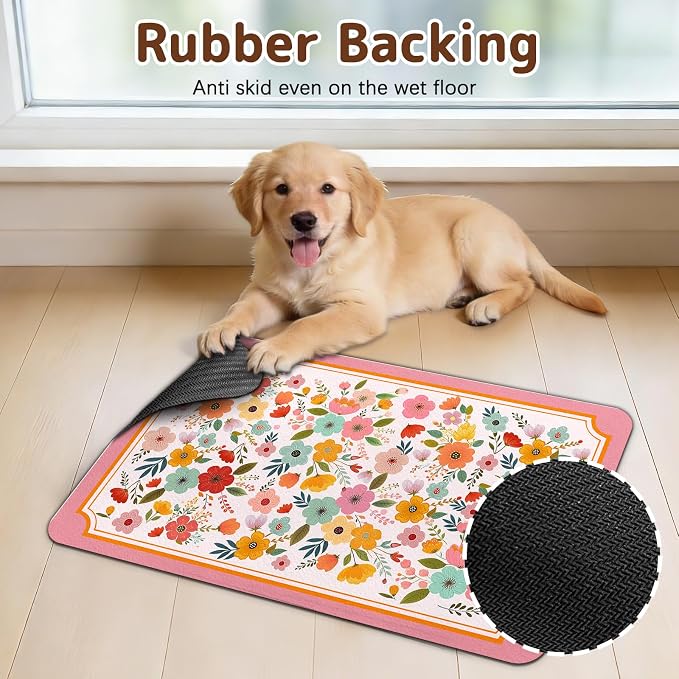 Dog Food Mat for Bowls, Absorbent Quick Dry Dog Cat Mats for Food and Water - Image 5