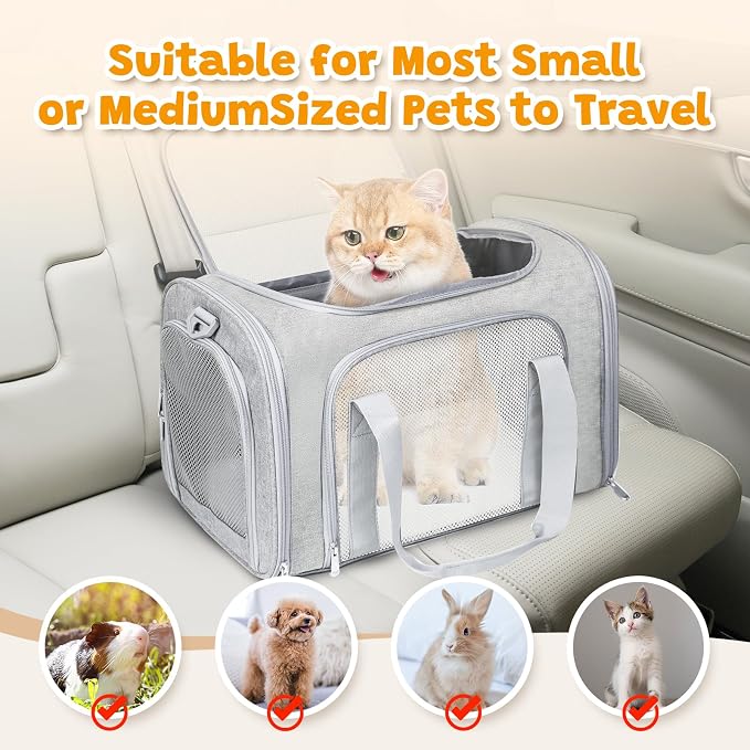 Cat Carrier Soft for Pets Up to 15 Lbs, Cat Travel Bag Soft-Sided - Image 4