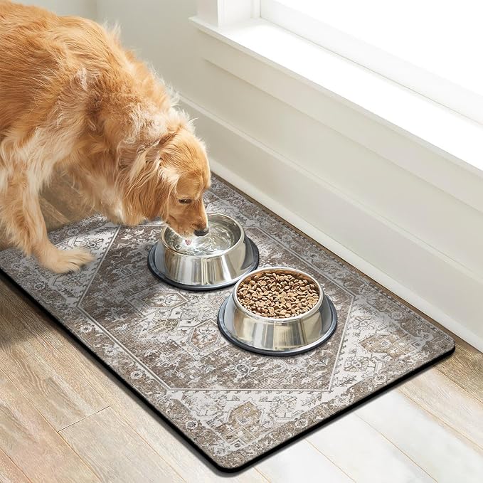 Dog Food Mats for Floors, Absorbent Dog Bowl Mat for Food and Water Dispenser - Image 2