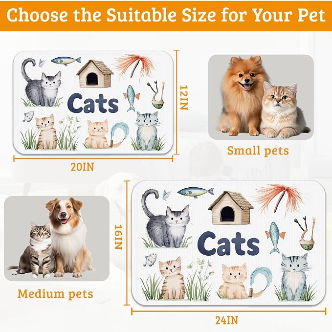 Cats Dog Food Mat, Cute Fun Absorbent Pet Feeding Mat - Image 6