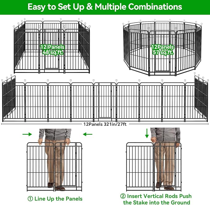 Heavy Duty Dog Playpen: 12 Steel Panels 47" Height, Square Steel Pipe - Image 7