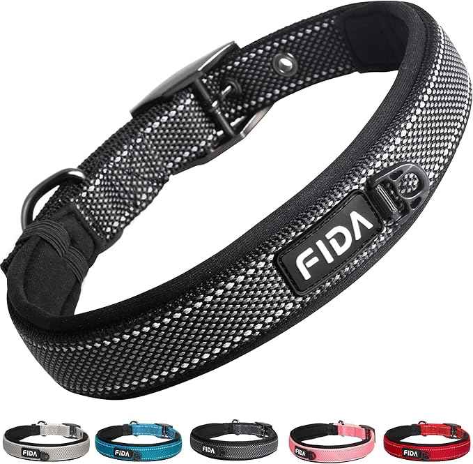 Fida Heavy Duty Dog Collar, Ultra Comfortable Soft Neoprene Padded, Adjustable