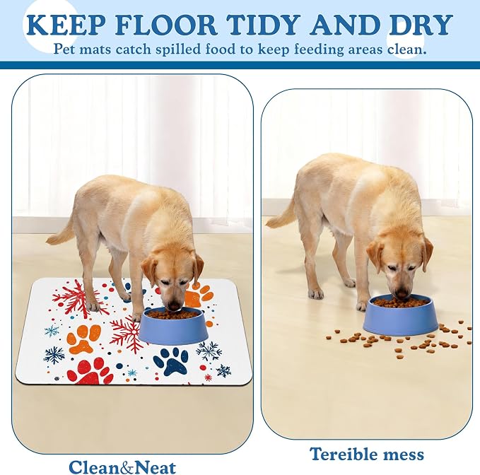 Chirstmas Snowflake Paw Pet Food Mat - Image 5