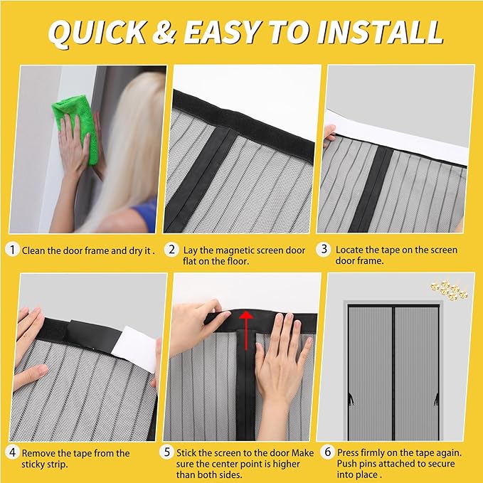 Magnetic Screen Door -Fit for Door Size:32x80 Inch, Hands Free Mesh Partition - Image 6