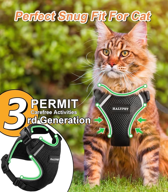 Halypet Cat Harness and Leash Set Escape Proof Soft Adjustable Cat Leash - Image 6