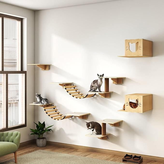 12-Pc Cat Wall Shelves, Cat Wall Furniture Set - Image 2