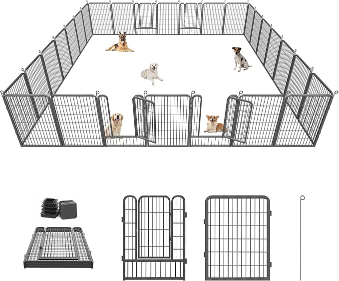 Dog Playpen 40 inch Dog Fence for Outdoor Indoor Use Heavy Duty Metal Dog Pen by Jhsomdr