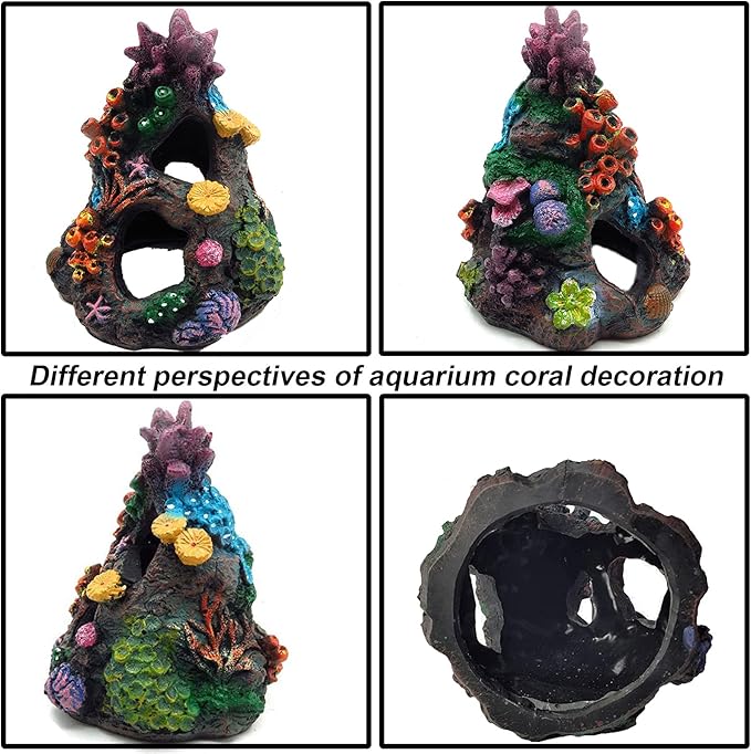 Tfwadmx Aquarium Coral Decoration Resin Fish Tank Hiding Mountain Cave Betta - Image 5