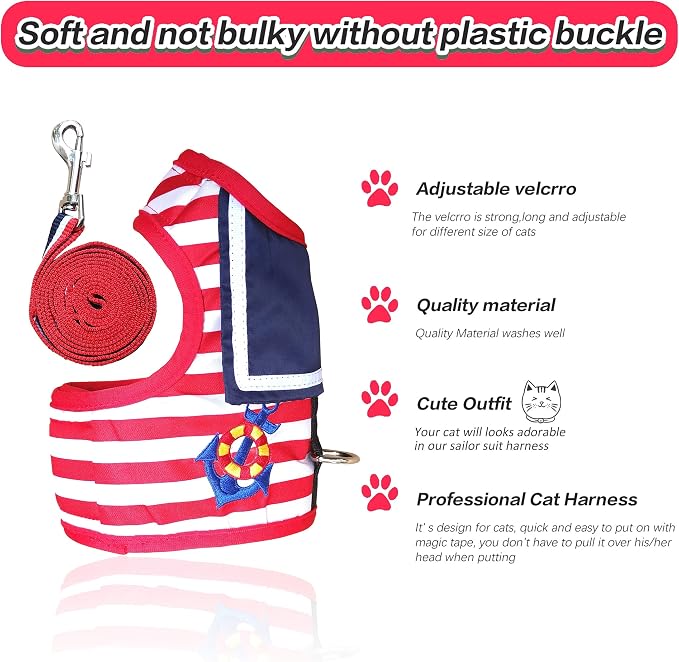 Cat Harness and Leash for Walking Escape Proof, Adjustable Cat Vest Harness - Image 4