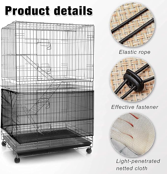 Shappy 2 Pieces Adjustable Bird Cage Seed Catcher Birdcage Cover Nylon Mesh - Image 3