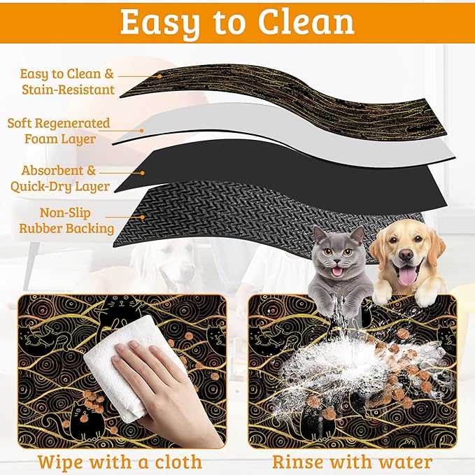 Japanese Cats Feeding Mat, Absorbent Quick-Dry Cat Dog Food and Water Bowl Mats - Image 5