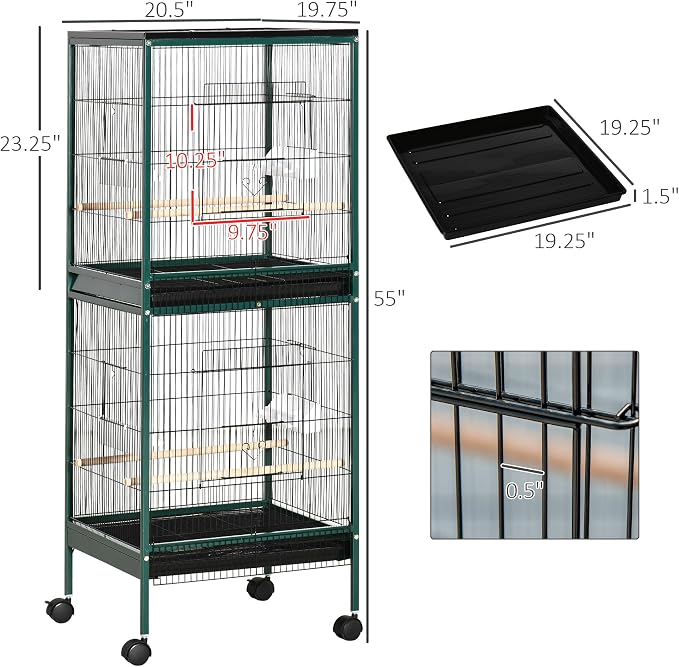 PawHut Large Bird Cage with 1.7 ft. Width - Image 7