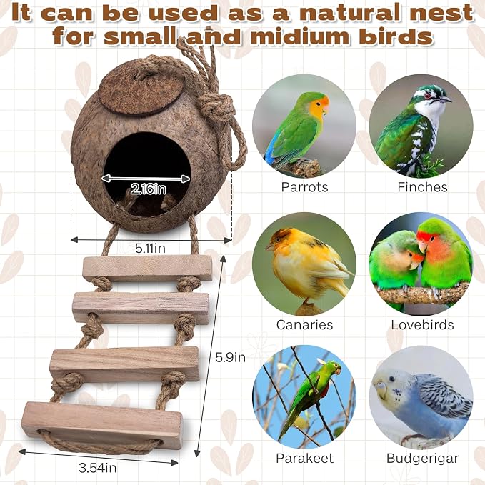 PINVNBY Coconut Bird Nest Hut - Image 3