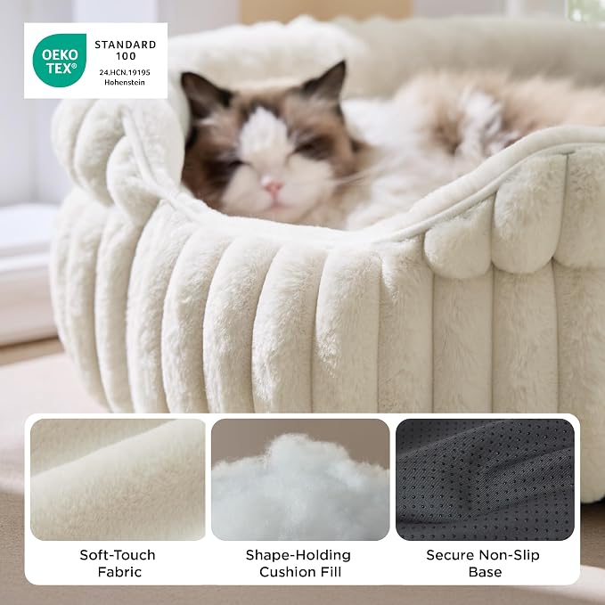 Bedsure ComfyFleece™ Small Cat Bed, Washable Round Cute Pet Beds - Image 3