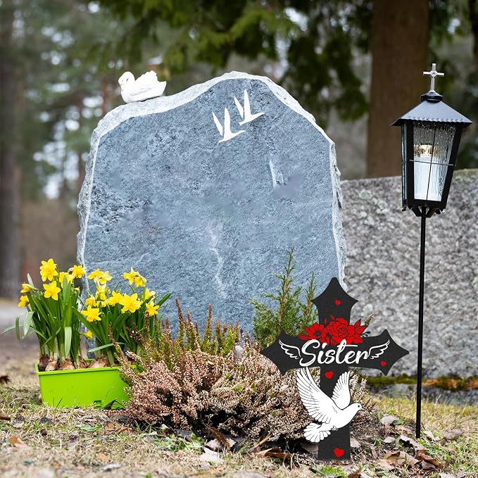 Cross Grave Decorations for Cemetery, Sympathy Memorial Stakes for Loss of - Image 4
