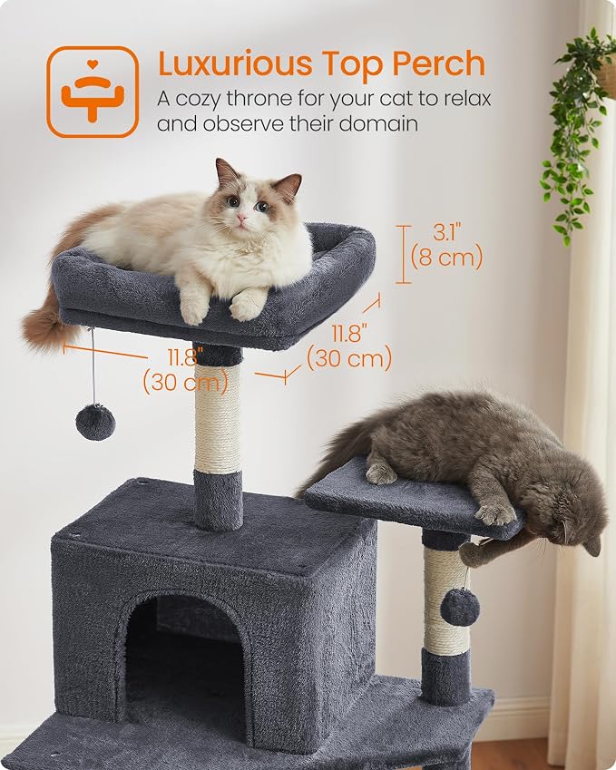 Feandrea Cat Tree, 73.2-Inch Tall Cat Tower, Plush Multi-Level Condo - Image 4