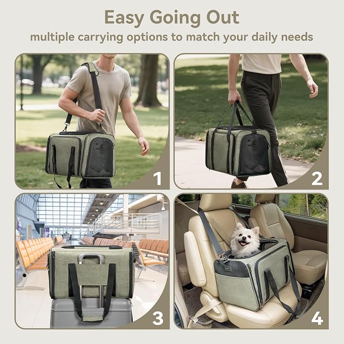 Petsfit Expandable Cat Carrier Dog Carrier, Soft-Sided Collapsible Portable Pet - Image 3