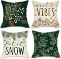Fahrendom Winter Vibes Green Decorative Throw Pillow Covers 18 x 18 Set of 4 by Fahrendom