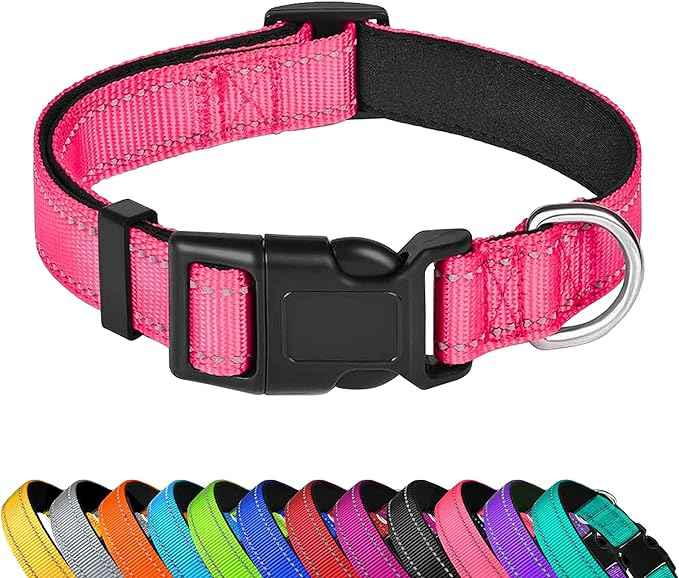 Reflective Dog Collar, Adjustable Soft Neoprene Padded Nylon Pet Collars