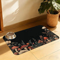 Vintage Mushroom Flower Pet Feeding Mat, Absorbent Dog Cat Bowl Pad, Fast Dry by QSOQSO