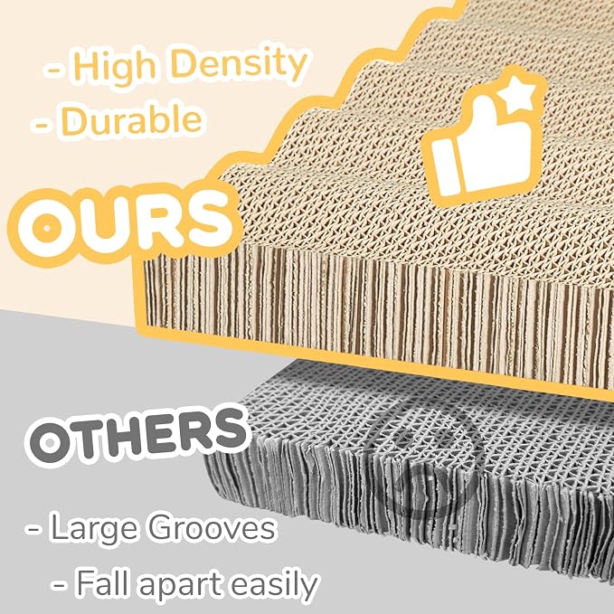 Cat Scratch Pad with Catnip, 3 Packs Corrugated Cardboards Cat Scratcher Pads - Image 3