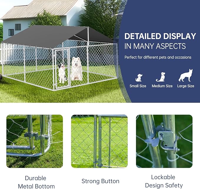 Petonly Outdoor Dog Enclosure Heavy Duty Dog Kennel House Mesh Dog Big Cage Pet - Image 4