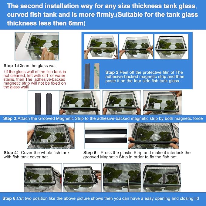 Magnetic Aquarium lid Fish Tank Hood top Cover Anti-Jumping net Cover mesh to - Image 3