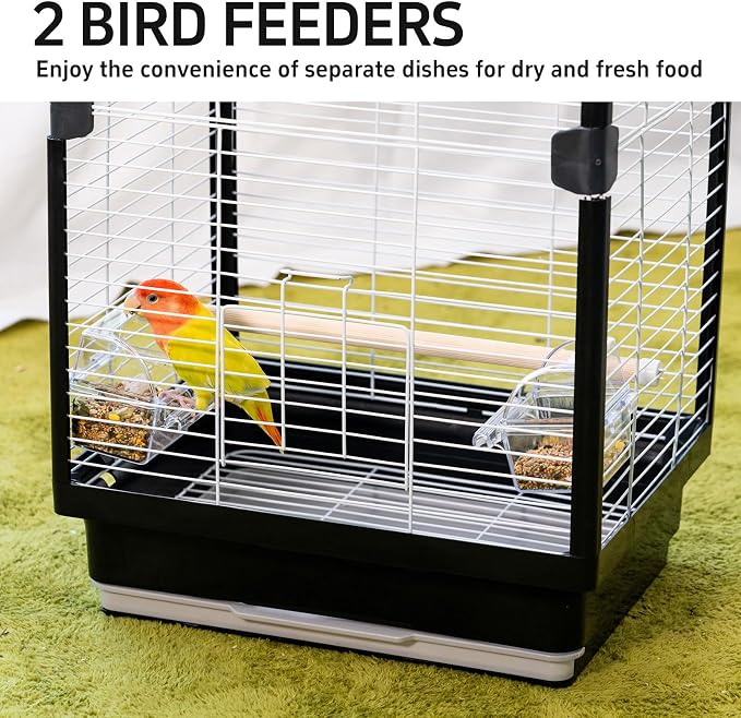 25 inch Bird Cage, Portable Travel Parrot Cage, Double-Layer Parakeet Cage - Image 5