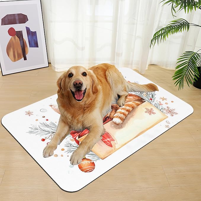 Cat Dog Cat Food Mat–Christmas Stocking Absorbent Waterproof Placemat - Image 7