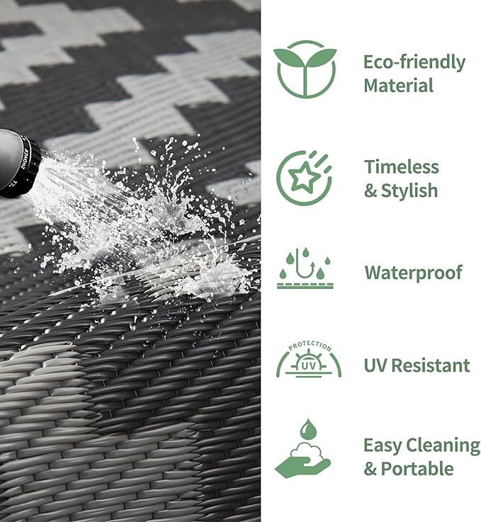 GENIMO Outdoor Rugs 8x10 Waterproof, Reversible Mats, Area Plastic Straw Rug - Image 5