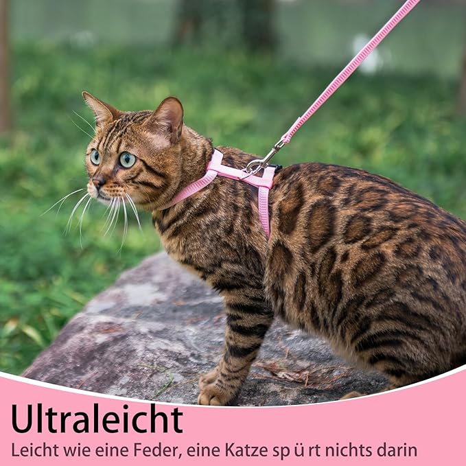 PUPTECK Adjustable Cat Harness and Leash Set Escape Proof Kitten Strap Collar - Image 2
