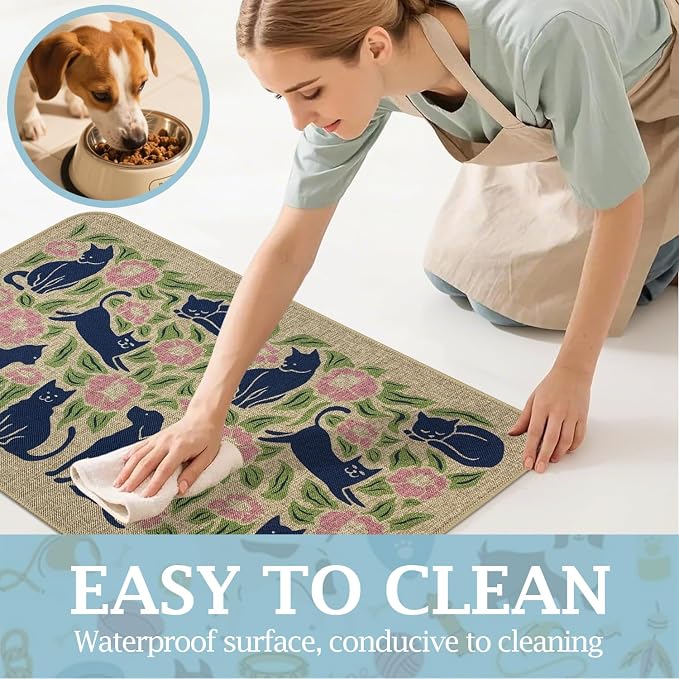 SHIYUE Dog Food Mats for Floors, Absorbent Cat Bowl for Food and Water - Image 3